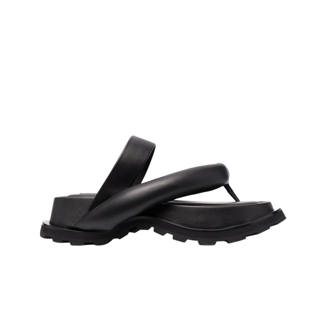 (W) 질 샌더 나파 레더 샌들 블랙((W) Jil Sander Nappa Leather Sandal Black)