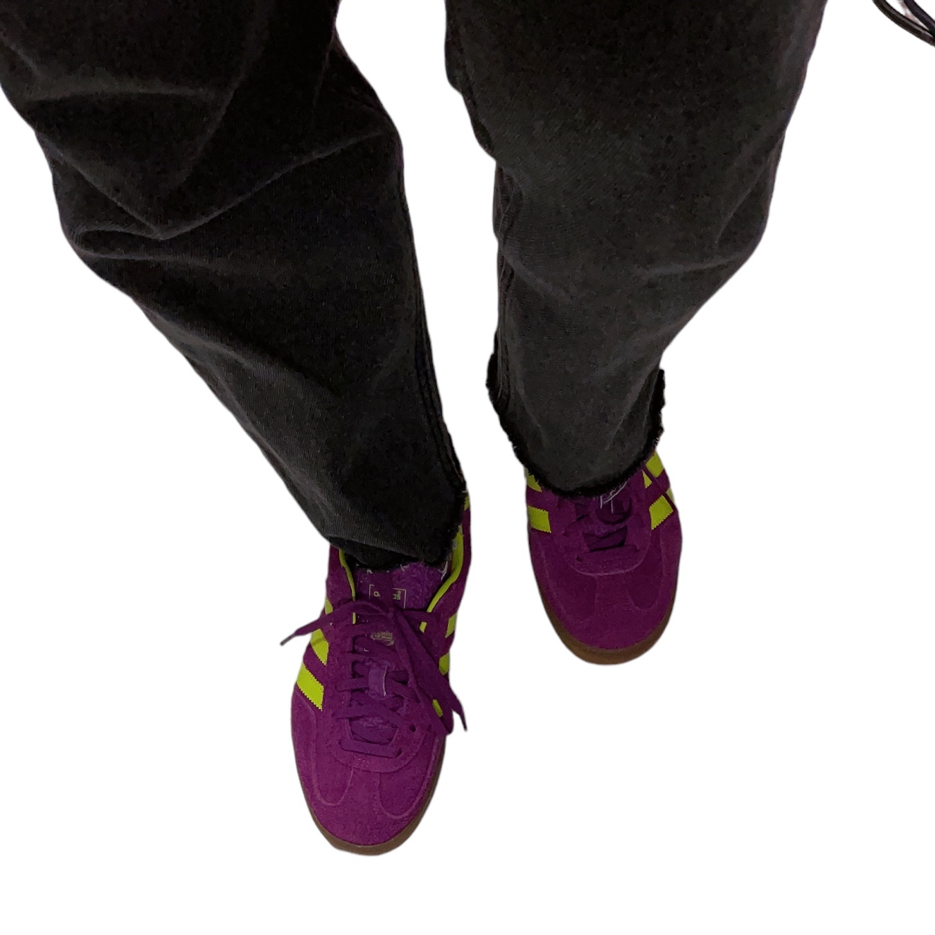 (W) Adidas Gazelle Indoor Purple Yellow 착용 스타일 - 3