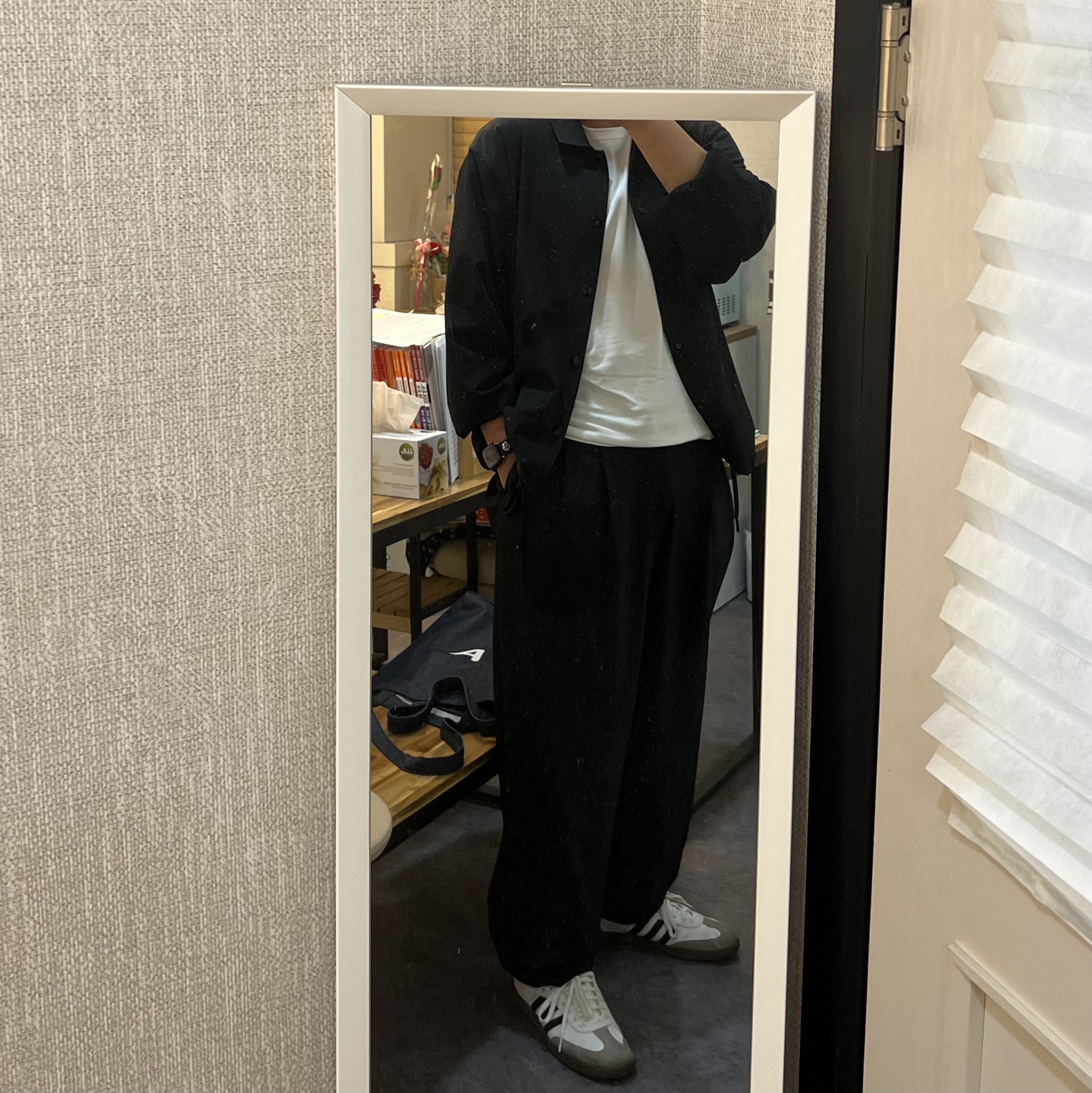Adidas Samba Vegan White Black 착용 스타일