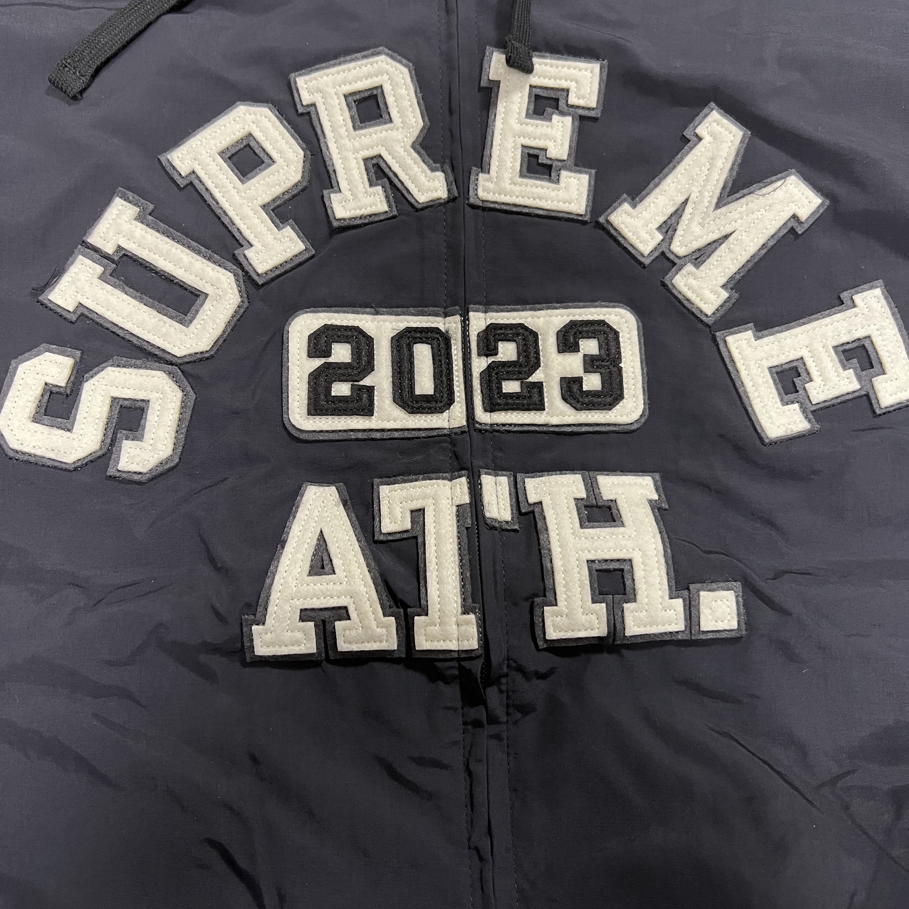 Supreme Applique Hooded Track Jacket Black - 23SS 착용 스타일