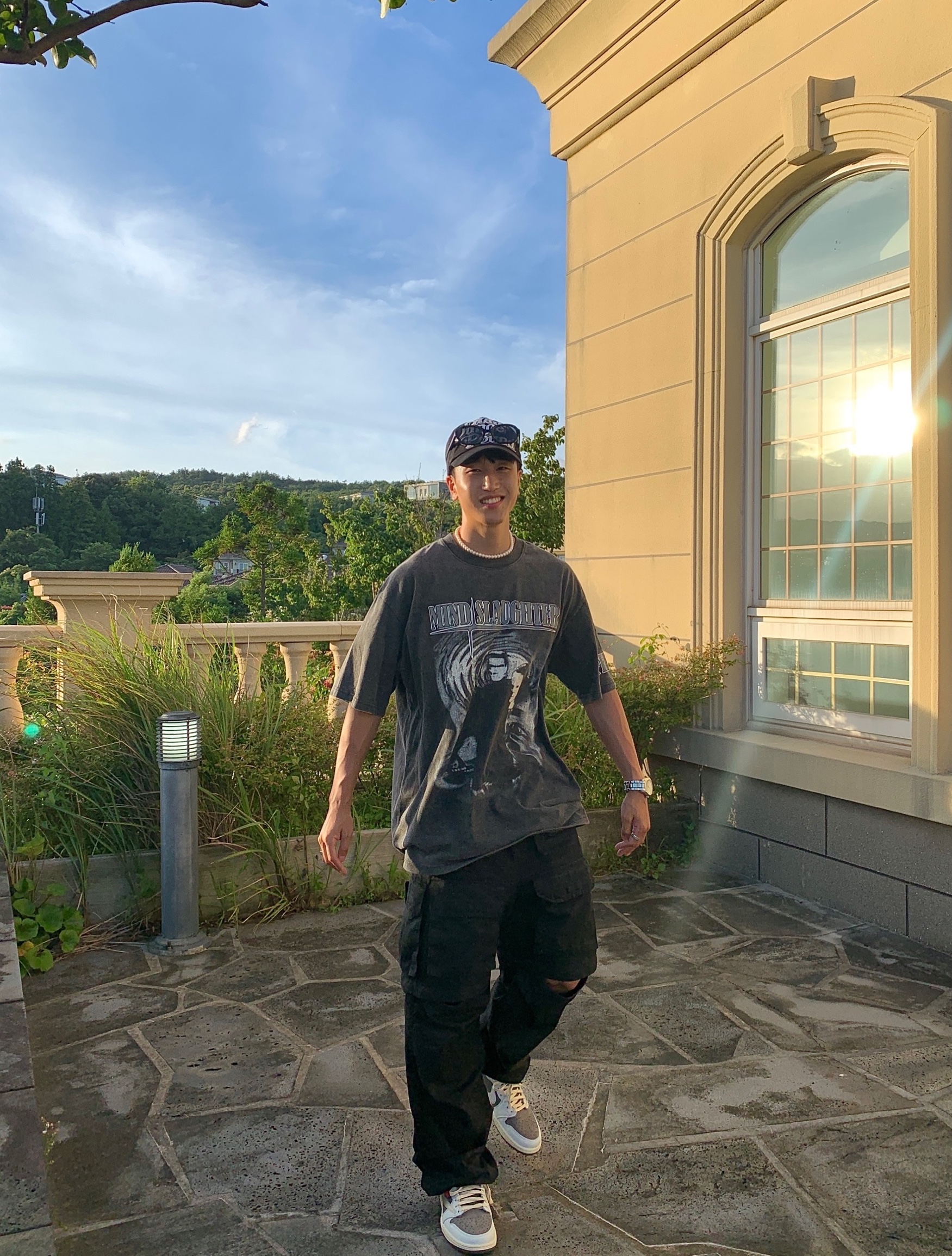 Project G/R Mind Slaughter Vintage Washeed T-Shirt Black, Project G/R Convertible Tactical Pants Black 착용 스타일 - 2