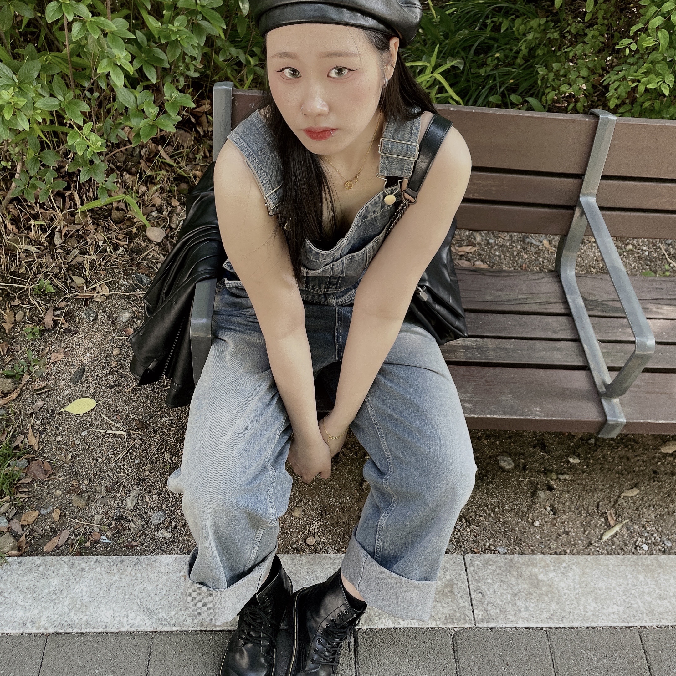 (W) Palace x CK1 Unlined Bralette Black - 22SS, Dr. Martens 1460 Nappa Leather Lace Up Boots Black 착용 스타일 - 2