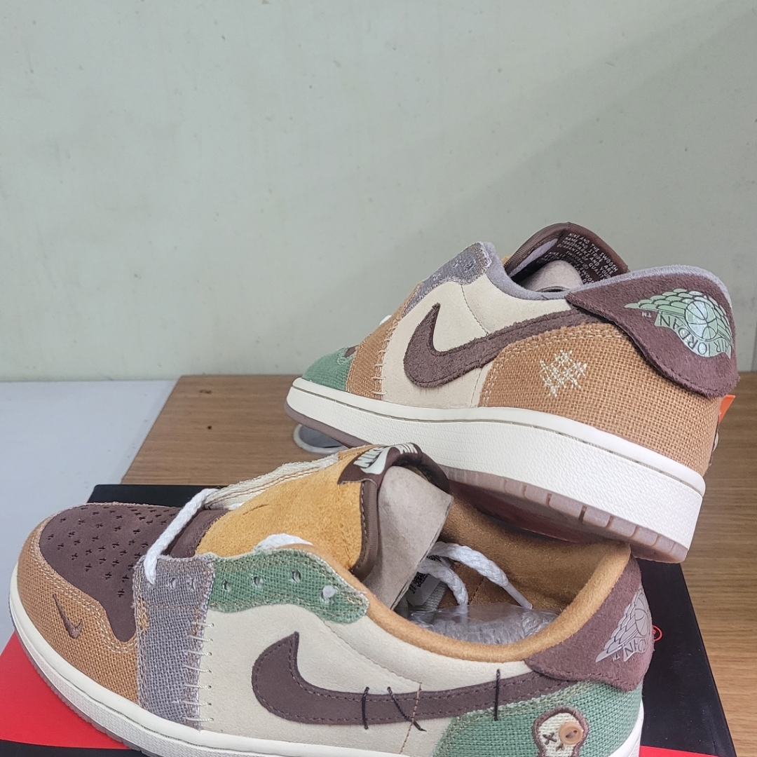 Jordan 1 x Zion Williamson Retro Low OG Flax and Oil Green 착용 스타일