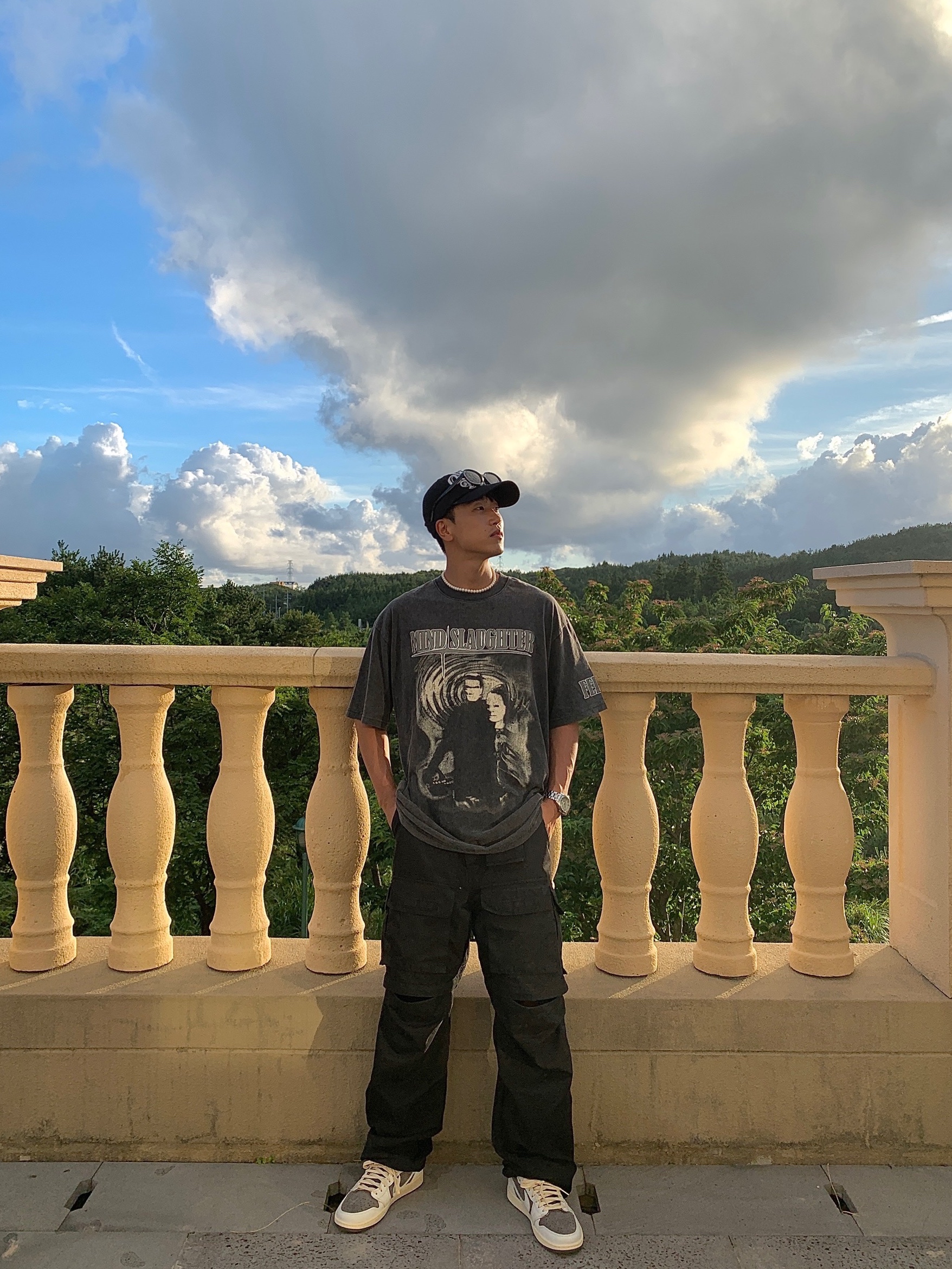 Project G/R Mind Slaughter Vintage Washeed T-Shirt Black, Project G/R Convertible Tactical Pants Black 착용 스타일 - 4