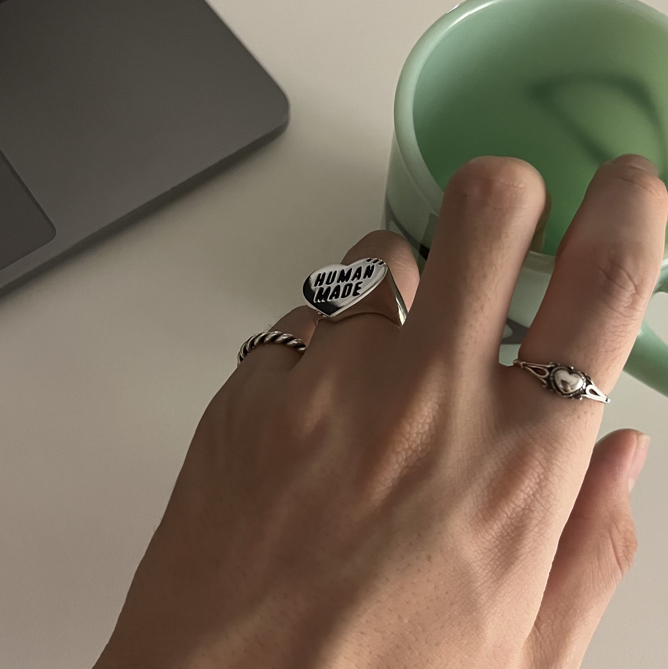 Human Made Heart Silver Ring Silver 착용 스타일