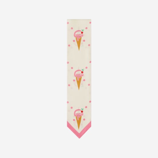 (W) 구찌 아이스크림 프린트 넥 보우 아이보리 핑크