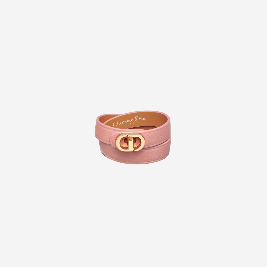 (W) Dior 30 Montaigne Double Bracelet Ethereal Pink Calfskin Gold Finish Metal 상세 이미지 1