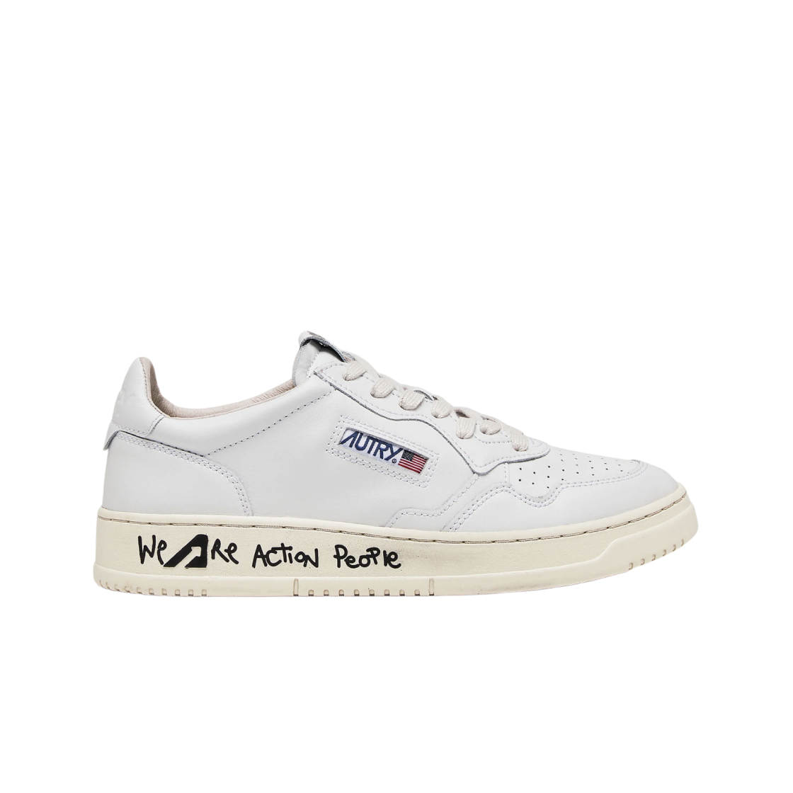 AULW-LD06 (W) Autry Medalist Low Leather Sneakers White Draw Action Print