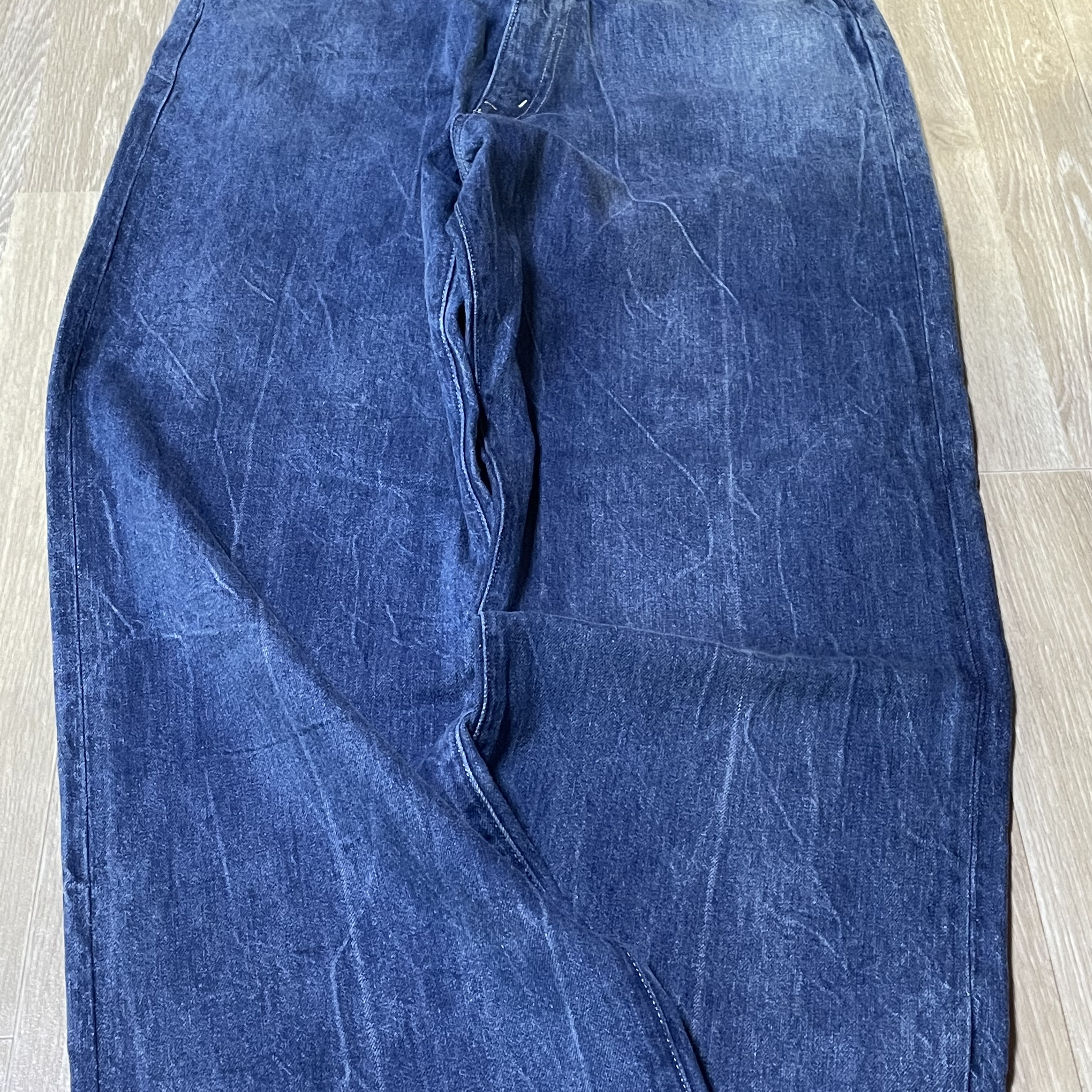 Auralee Selvedge Faded Light Denim Pants Lightning Effect - 22SS 착용 스타일 - 2