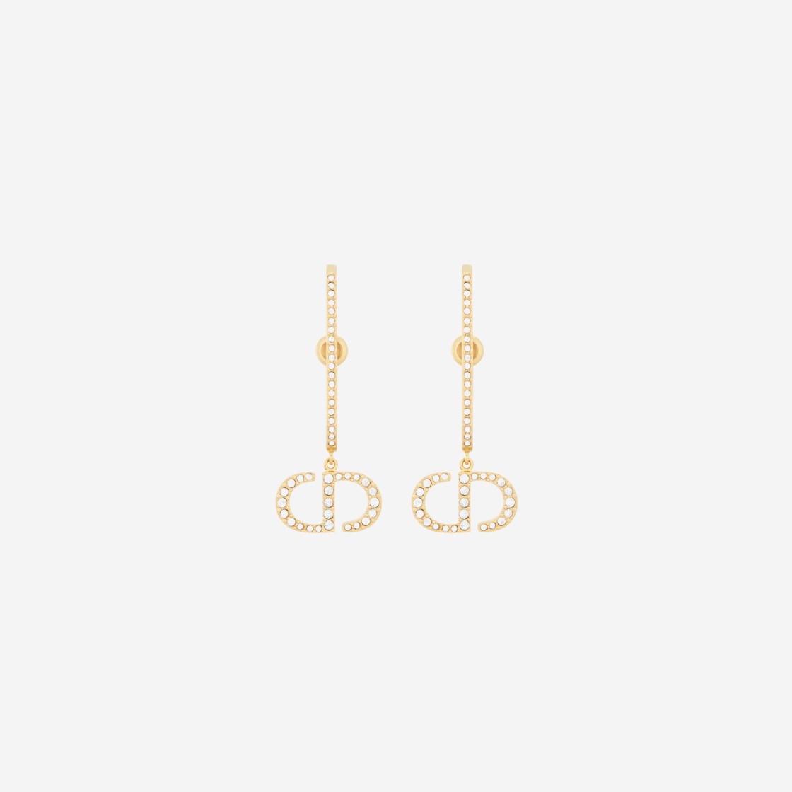 (W) Dior 30 Montaigne Earrings Gold Finish Metal White Crystals 상세 이미지 2