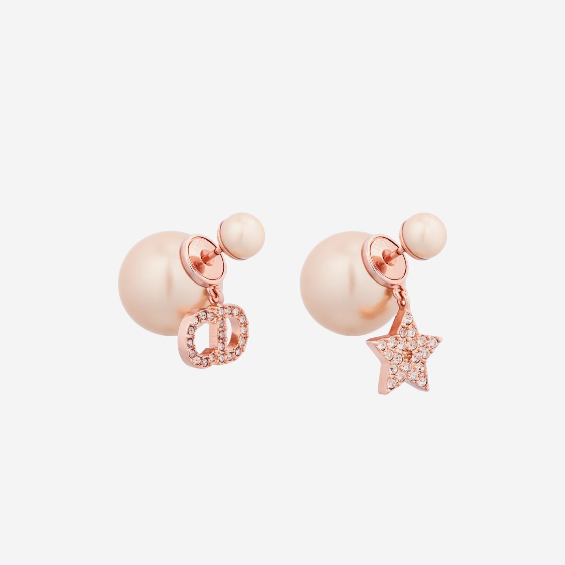 (W) Dior Tribales Earrings Pink Finish Metal Pink Resin Pearls Pink Crystals 상세 이미지 1