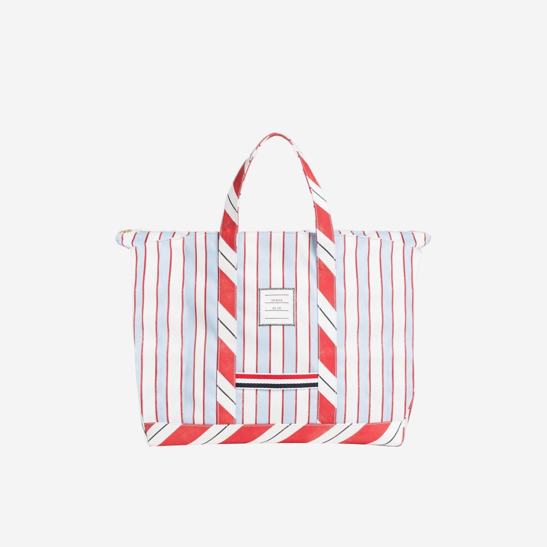 Thom Browne Washed Striped Canvas Medium Tool Tote Bag Light Blue 상세 이미지 1