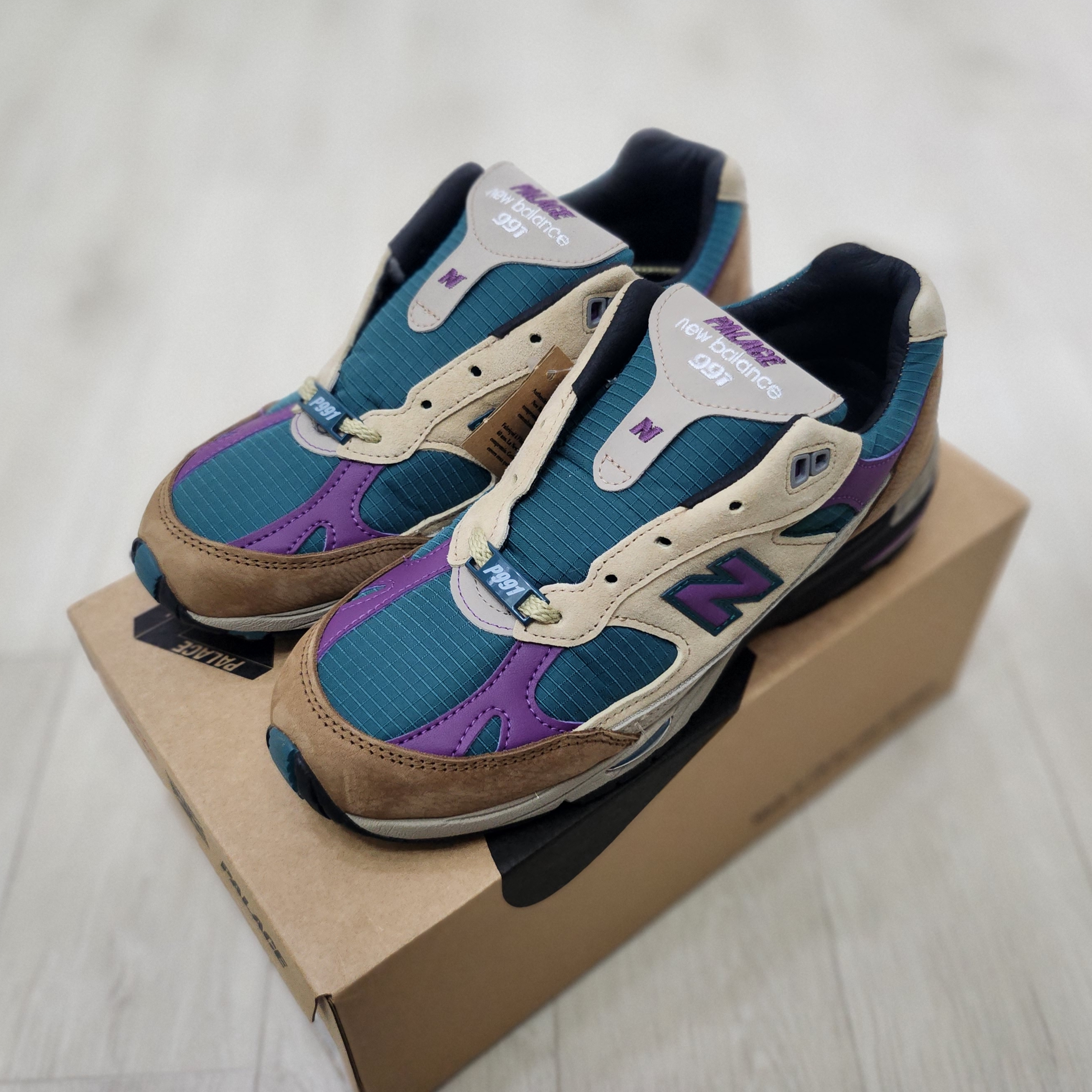 뉴발란스 x 팔라스 991 메이드 인 UK 틸 브라운, (W) 뉴발란스 x 팔라스 991 메이드 인 UK 타오스 토프 그레이프 쥬스 착용 스타일 - 2