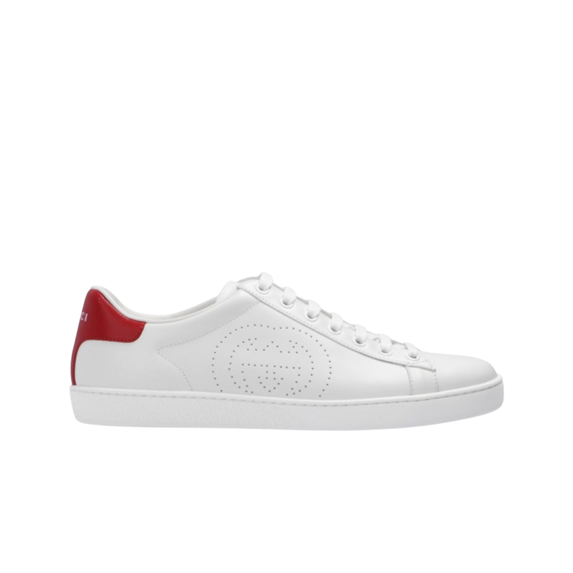 (W) 구찌 에이스 인터로킹 G 로고 레더 스니커즈 화이트 레드((W) Gucci Ace Interlocking G Logo Leather Sneakers White Red) - 1