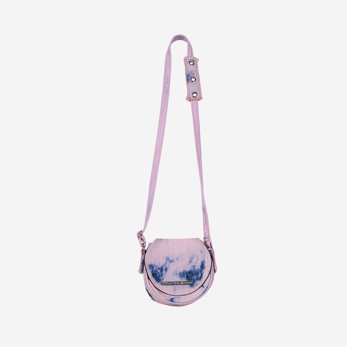 더뮤지엄비지터 워시드 데님 미니백 핑크 블루