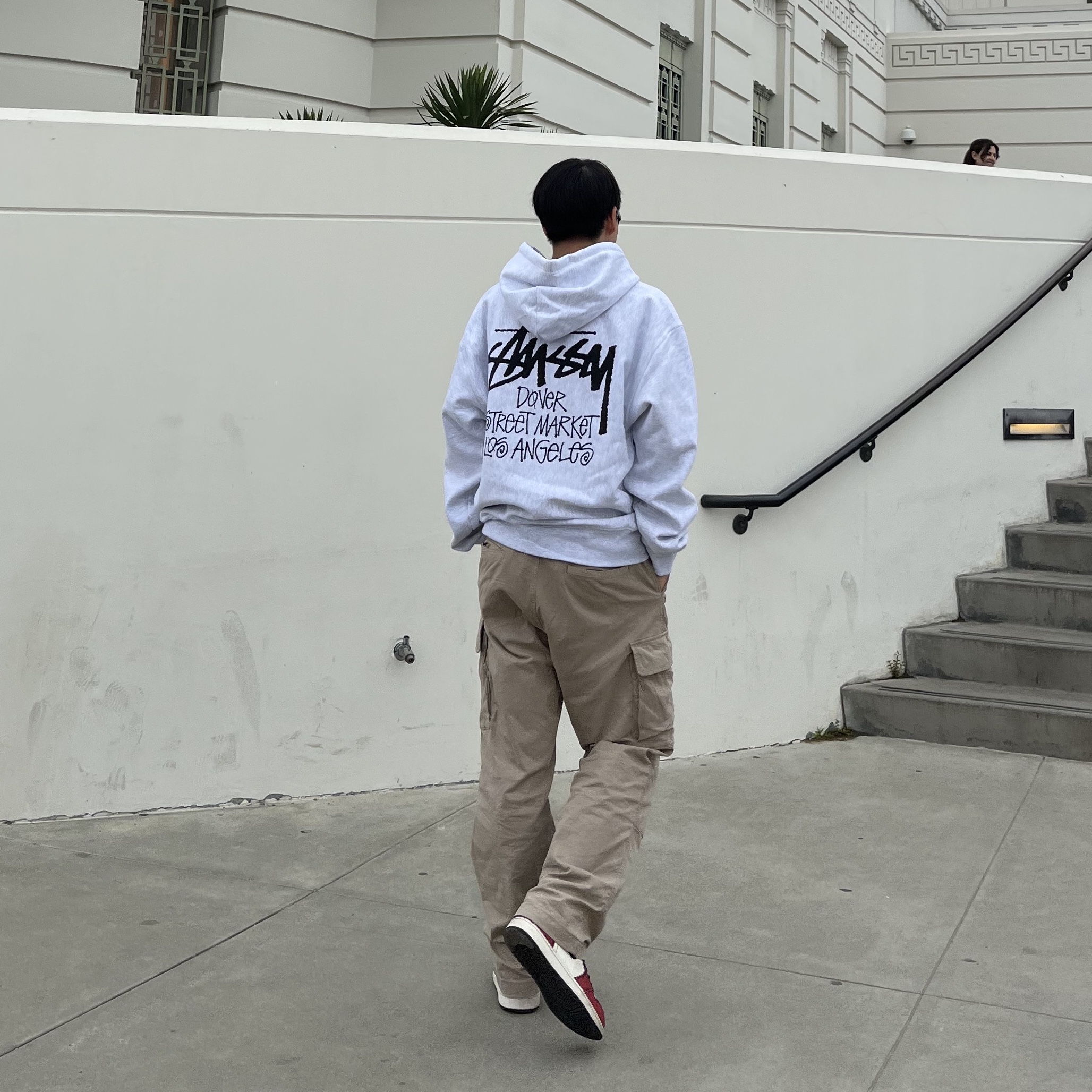 Stussy Stock DSM Los Angeles Zip Hoodie Ash Heather 2021, Palace Ombre Tri-Ferg Hood Black - 23SS 착용 스타일 - 4