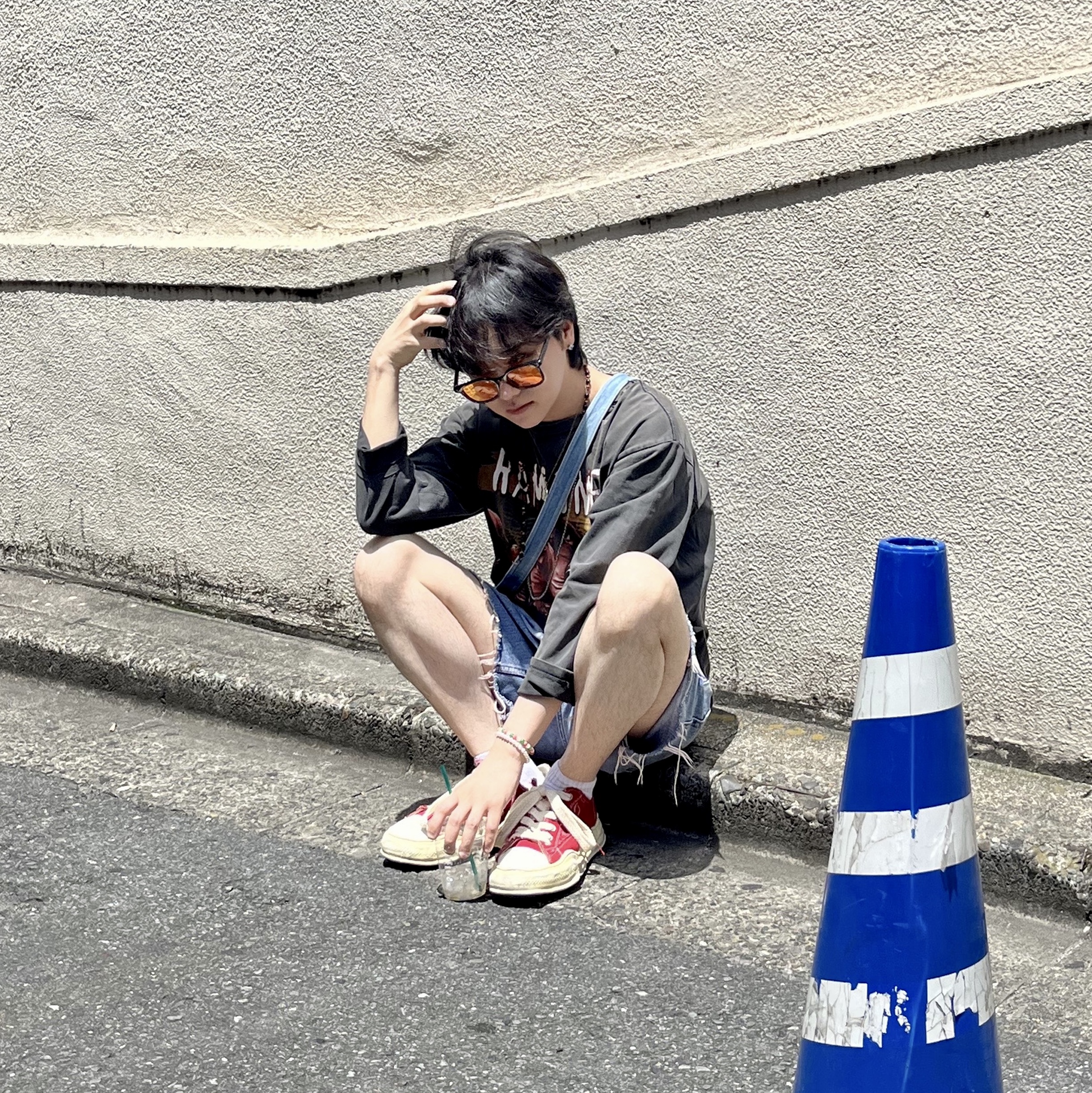 Maison Mihara Yasuhiro Peterson OG Sole OD Canvas Low-top Sneakers Red 착용 스타일 - 3