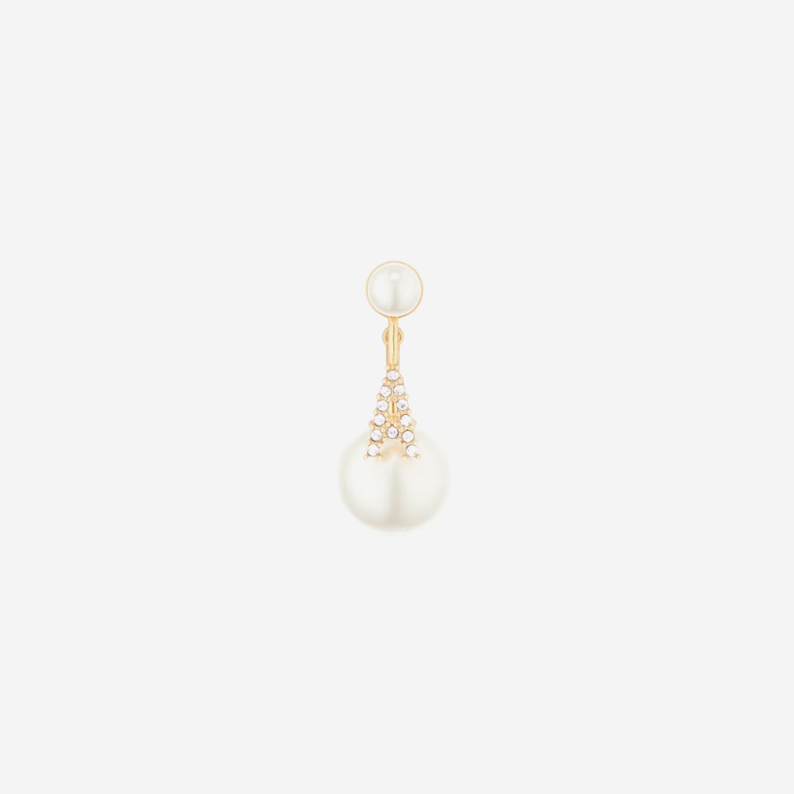 (W) Dior My ABCDior Tribales Letter A Earring Gold Finish Metal White Resin Pearls White Crystals 상세 이미지 1