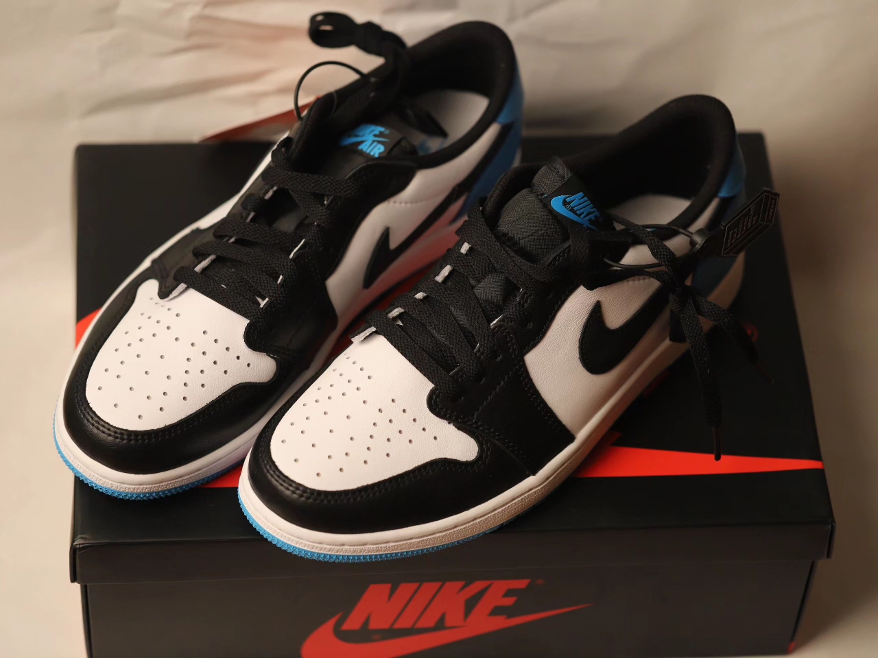 Jordan 1 Retro Low OG Black and Dark Powder Blue 착용 스타일 - 3
