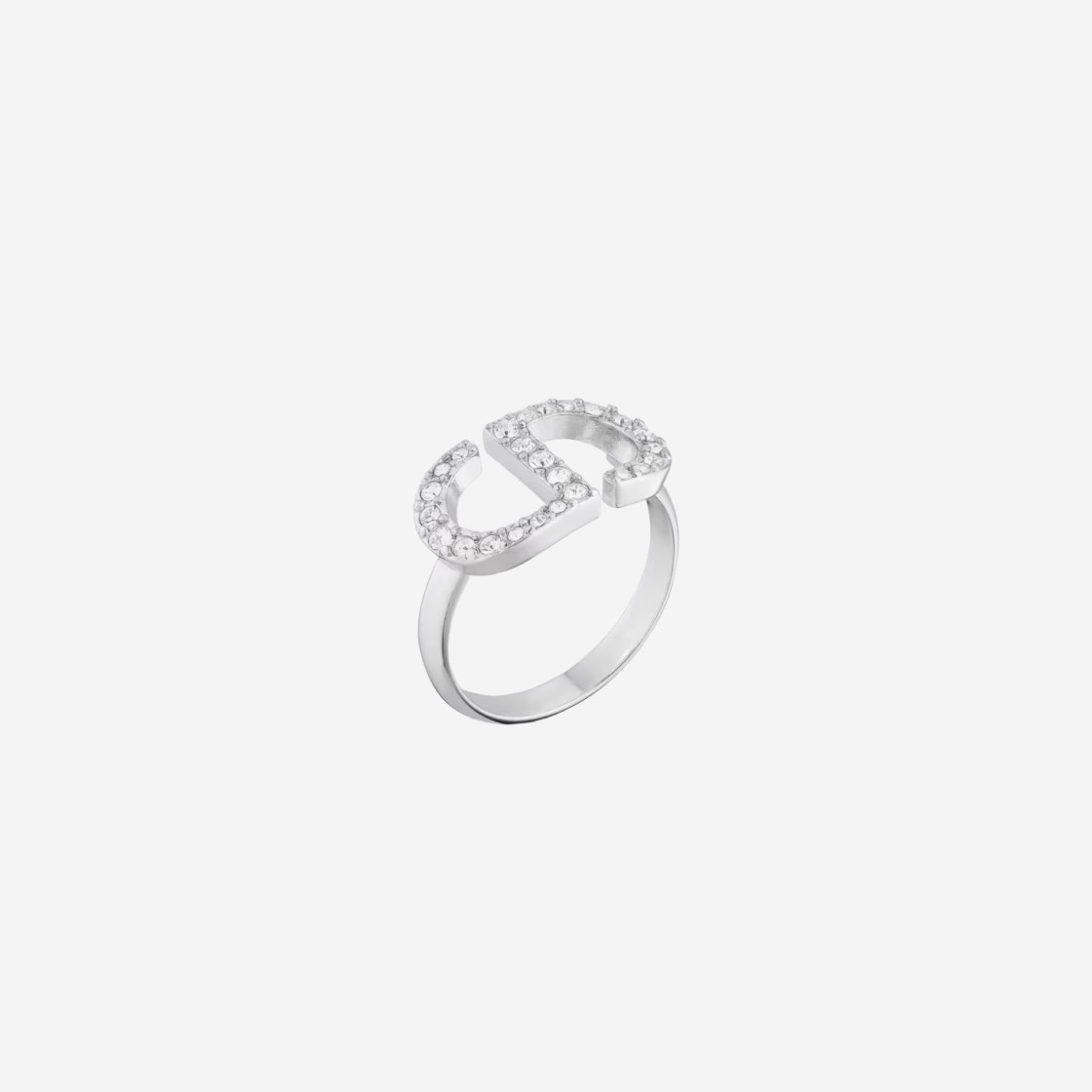 (W) Dior Petit CD Ring Silver Finish Metal White Crystals 상세 이미지 1