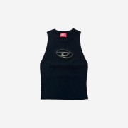 (W) Diesel M-Onerva-Top Cut-Out Knit Top with Logo Plaque Black Black