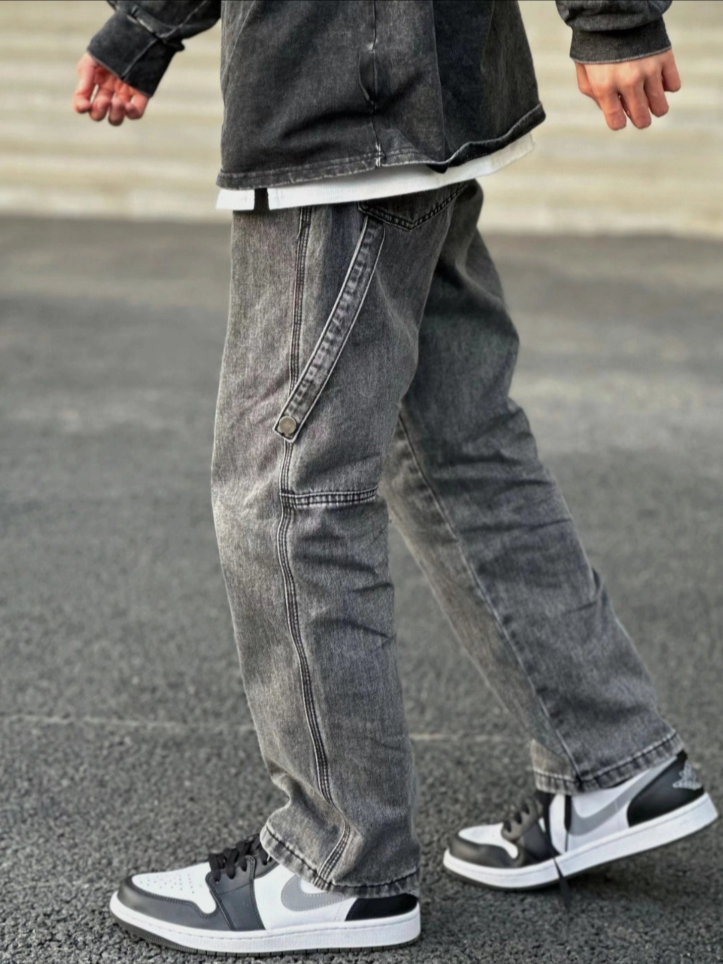 Jordan 1 Low Black Particle Grey 착용 스타일