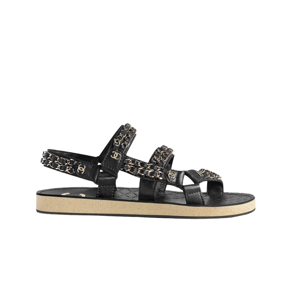 (W) Chanel Sandals Calfskin & Black 상세 이미지 1