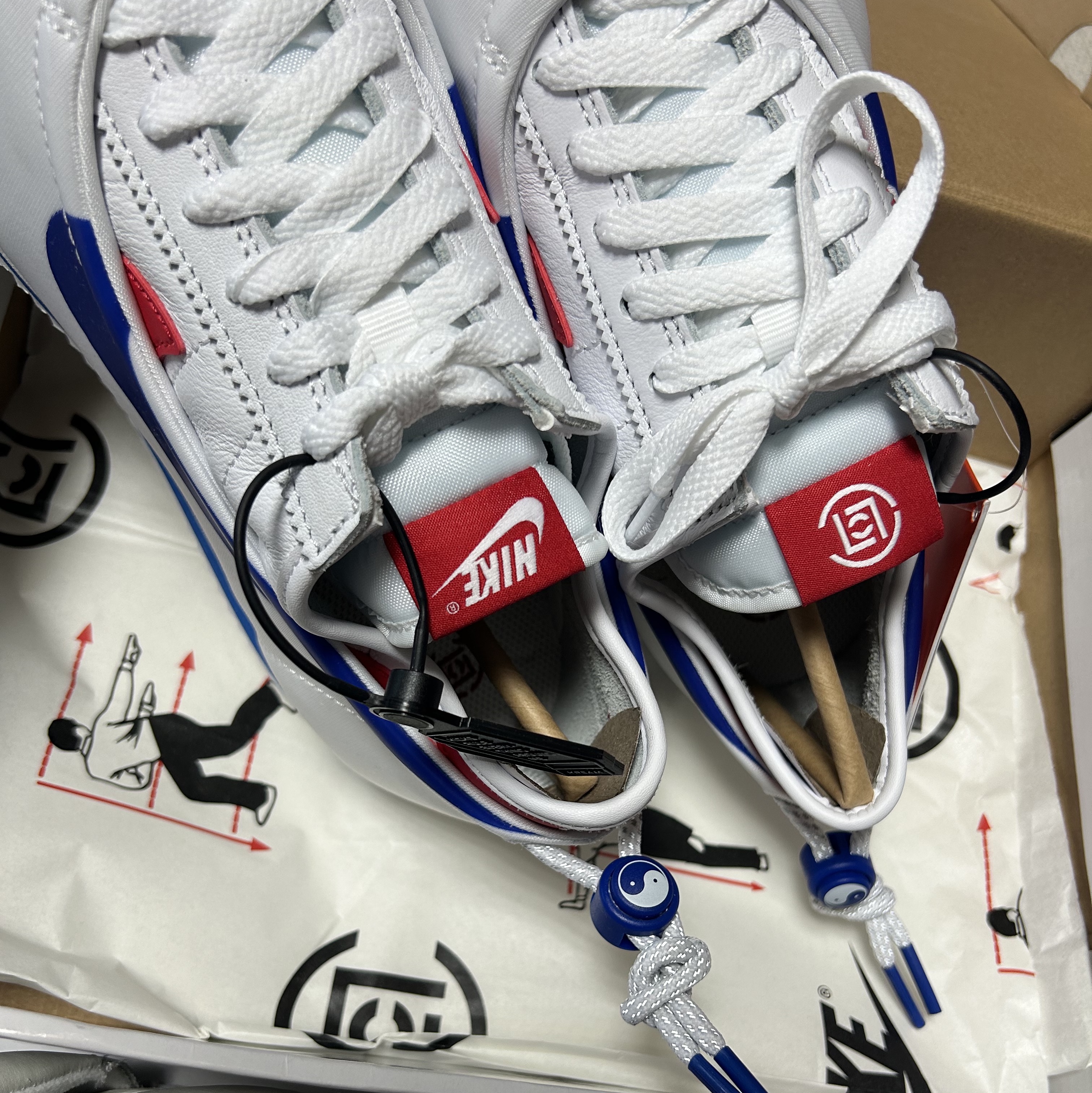Nike x Clot Cortez SP White and Game Royal 착용 스타일