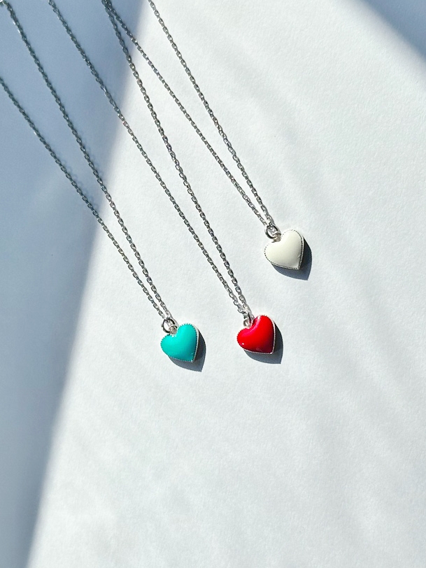 Frica Boys & Girls Heart Necklace Silver 착용 스타일 - 1