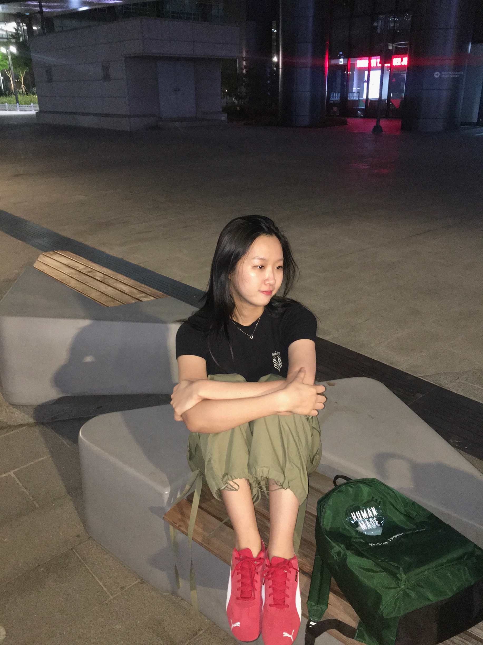 Human Made Nylon Heart Backpack Green, (W) Puma Speedcat LS High Risk Red White 착용 스타일