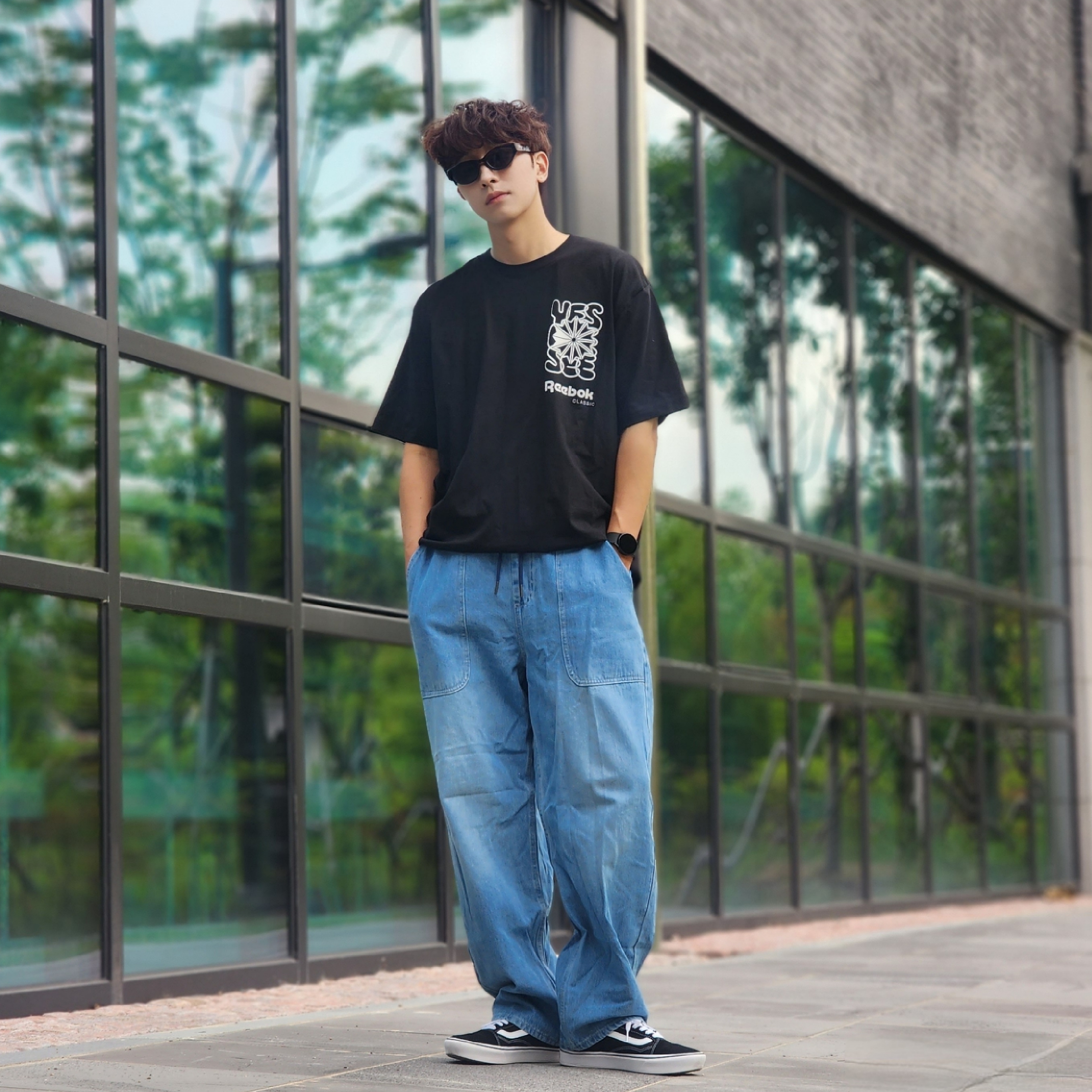 Vans ComfyCush Old Skool Black True white 착용 스타일 - 3