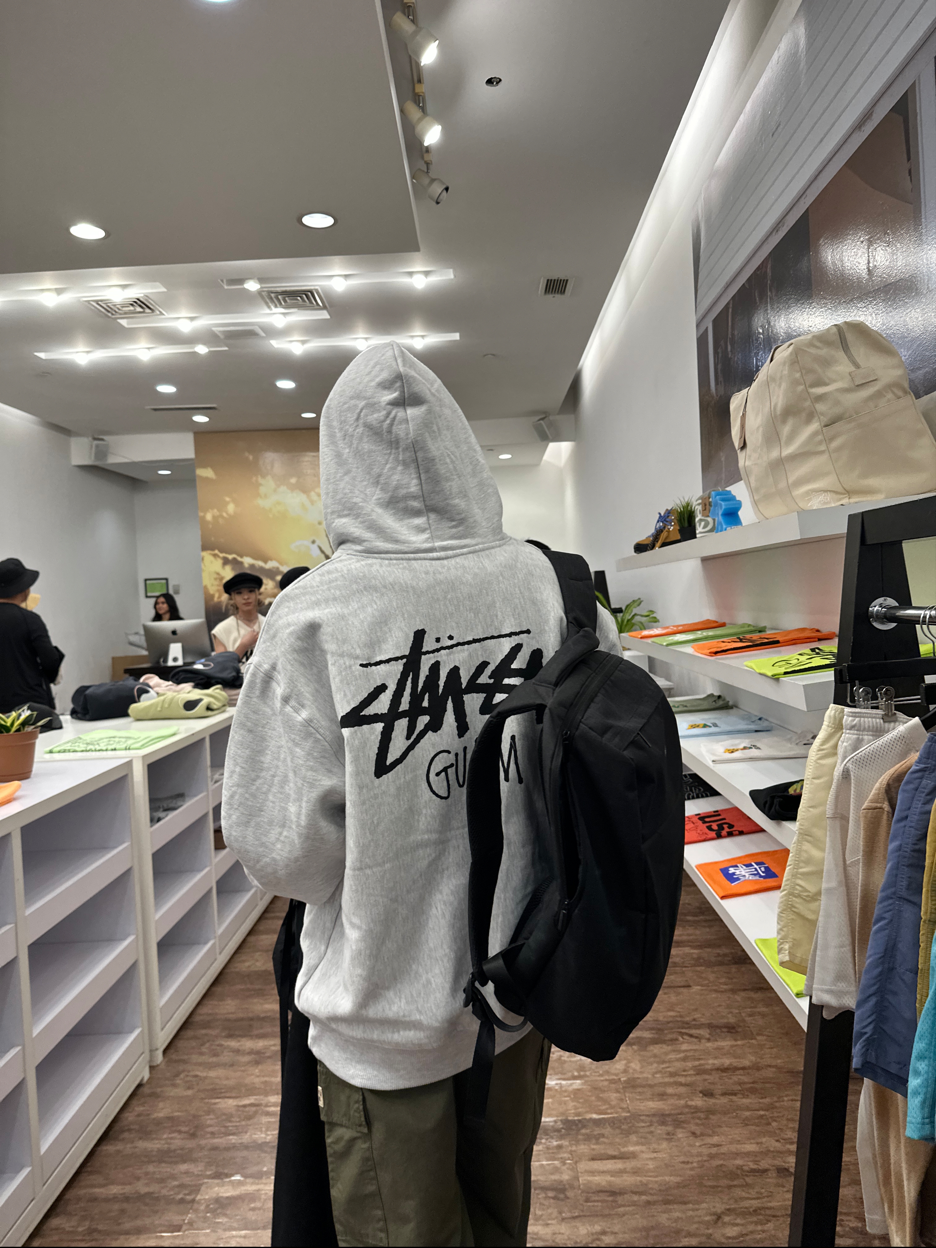 Stussy Basic Stussy Hoodie Ash Heather 2023 착용 스타일