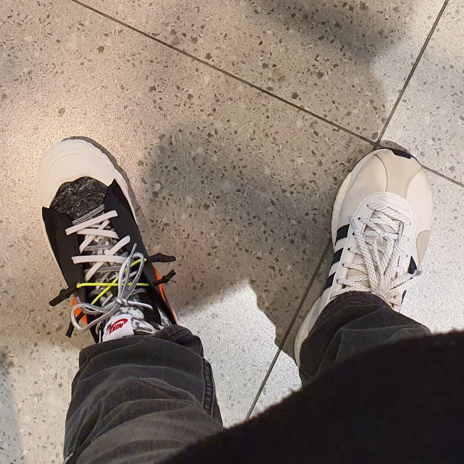 Adidas x Human Made Tokio Solar Hu White Navy, Nike x Readymade Blazer Mid Black 착용 스타일