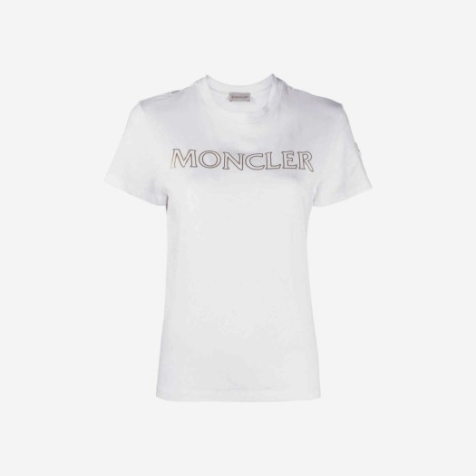 (W) 몽클레르 라미네이티드 로고 티셔츠 화이트 - 22SS