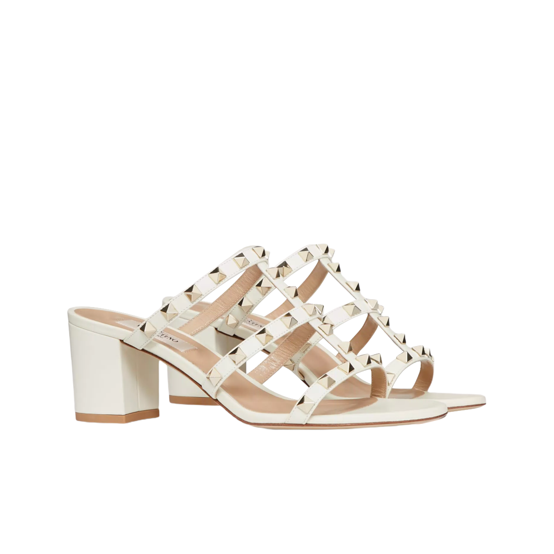 (W) 발렌티노 락스터드 슬라이드 샌들 60mm 라이트 아이보리((W) Valentino Rockstud Slide Sandal 60mm Light Ivory) - 2