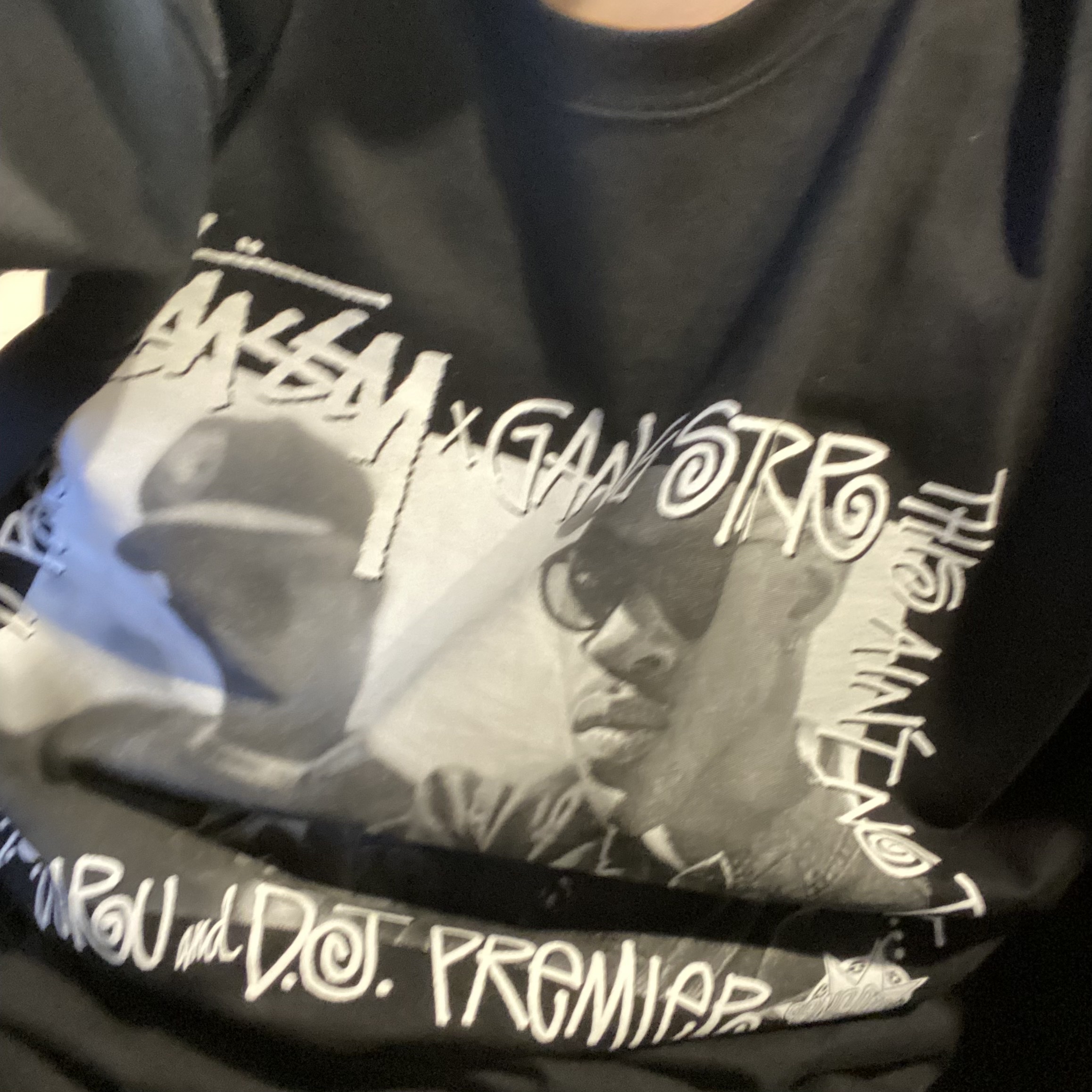 Stussy x Gang Starr Take It Personal T-Shirt Black 착용 스타일