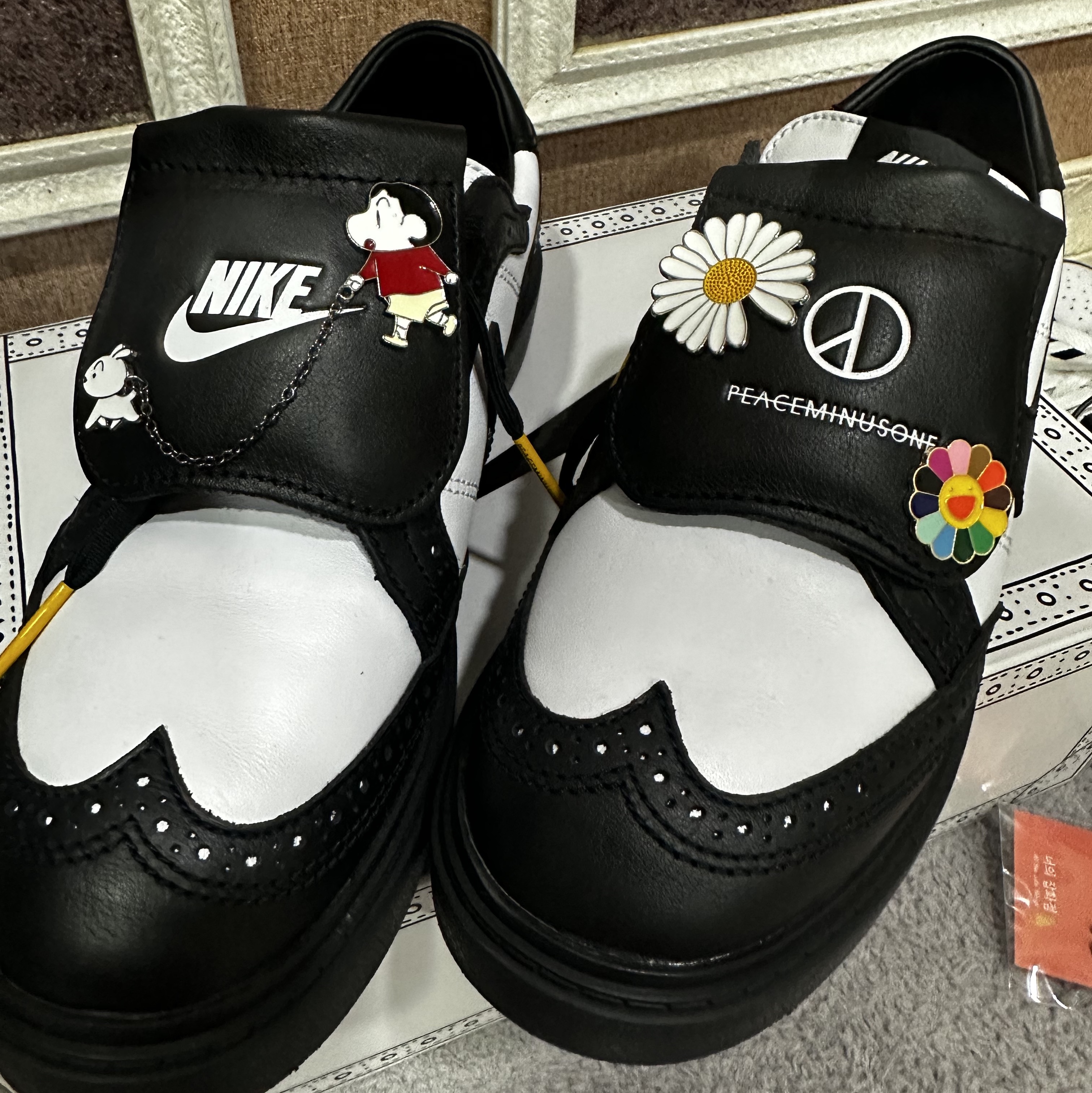 Nike x Peaceminusone Kwondo1 Black and White 착용 스타일