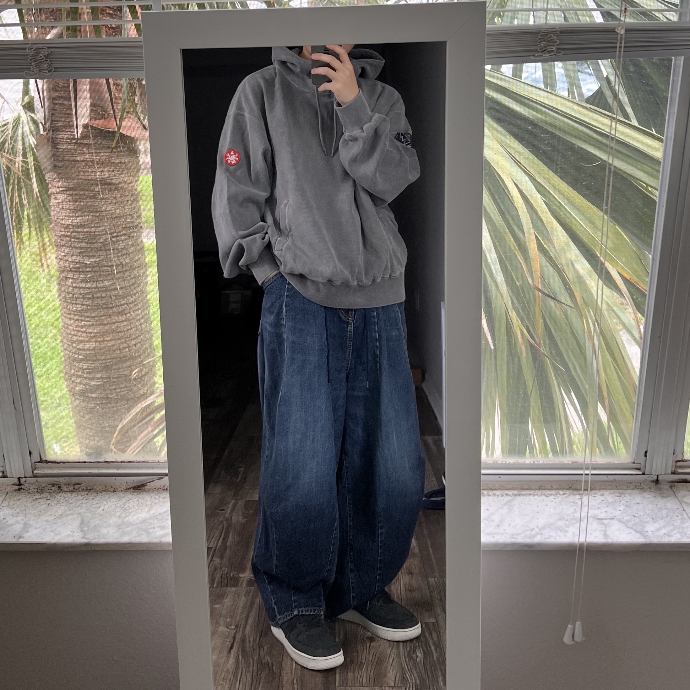 Cav Empt Overdye PQ Light Hoody Charcoal - 23SS, Needles H.D. Jean Pants Indigo 착용 스타일