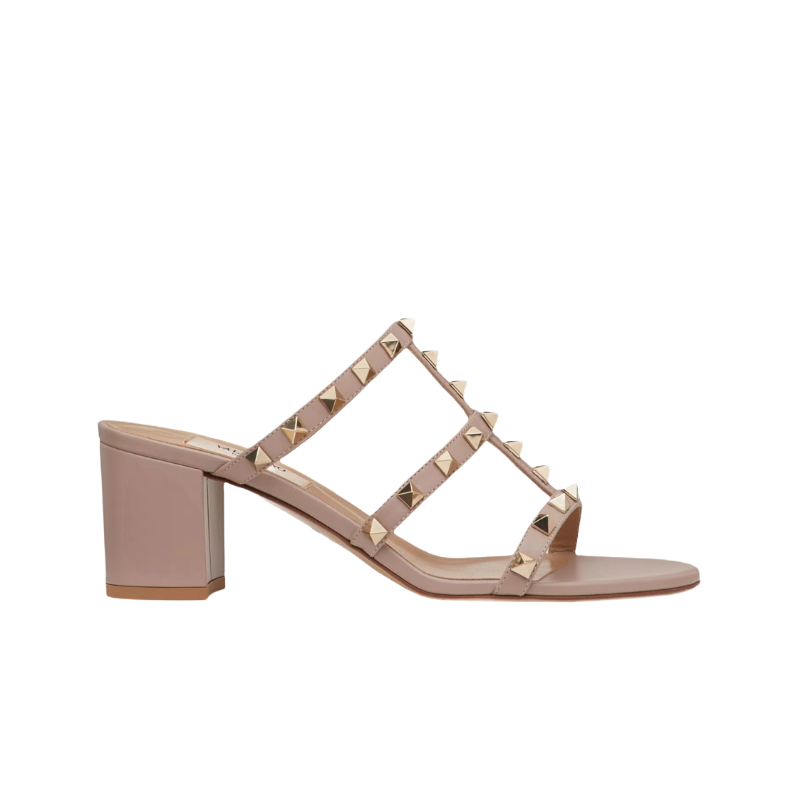 (W) 발렌티노 락스터드 슬라이드 샌들 60mm 뿌드르((W) Valentino Rockstud Slide Sandal 60mm Poudre) - 1