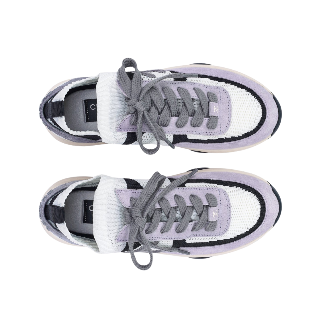(W) 샤넬 스니커즈 니트 스웨이드 카프스킨 & 화이트 퍼플((W) Chanel Sneakers Knit Suede Calfskin & White Purple) - 3