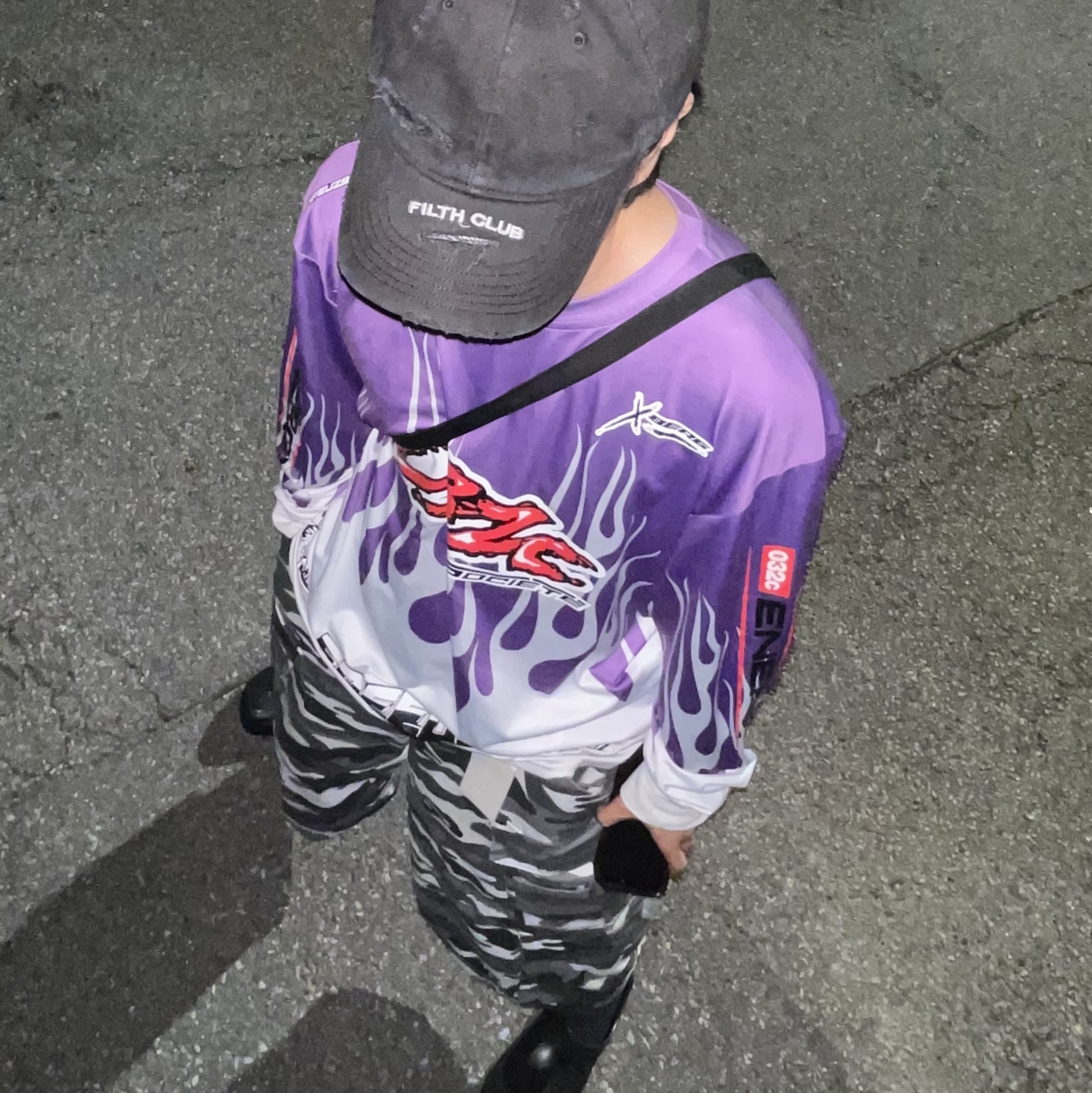 Project G/R Oversized Convertible Cargo Pants City Camo, Project G/R Distressed Filth Club Cap Washed Black 착용 스타일 - 1