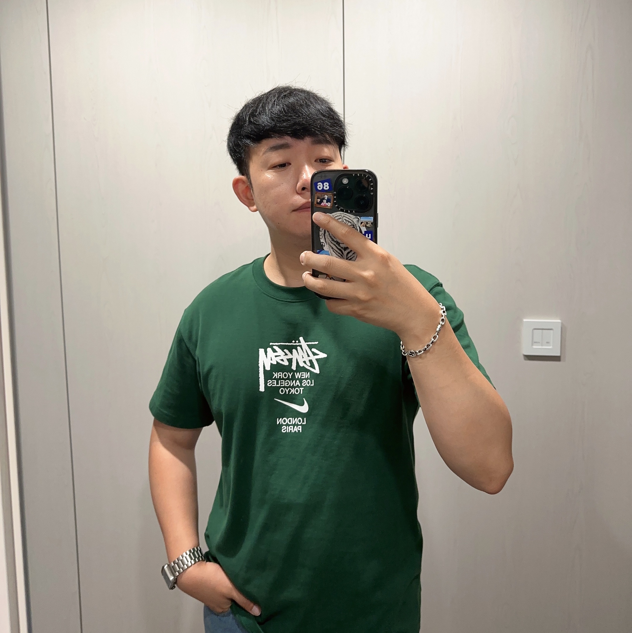 Nike x Stussy WT T-Shirt Green - Asia 착용 스타일