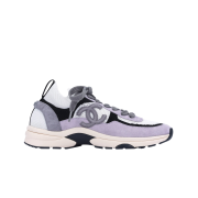 (W) Chanel Sneakers Knit Suede Calfskin & White Purple