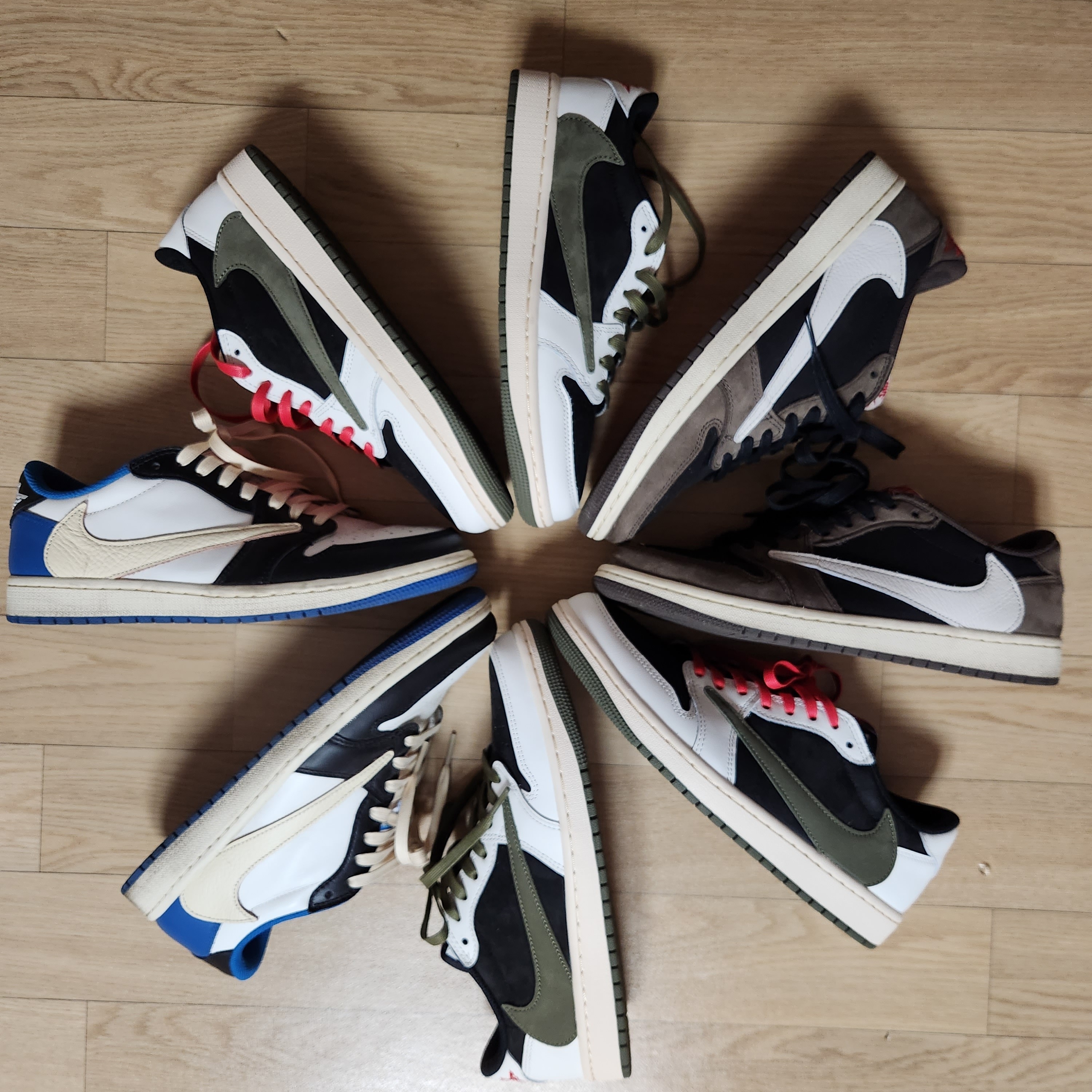 (W) Jordan 1 x Travis Scott Retro Low OG SP Medium Olive 착용 스타일 - 1