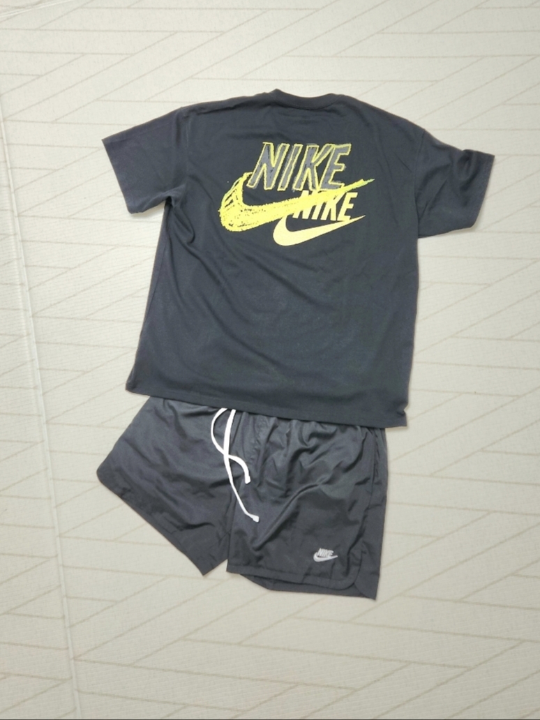 Nike M NRG Dunk '85 T-Shirt Black - US/EU, Nike NSW Woven Shorts Black - Asia 착용 스타일 - 2