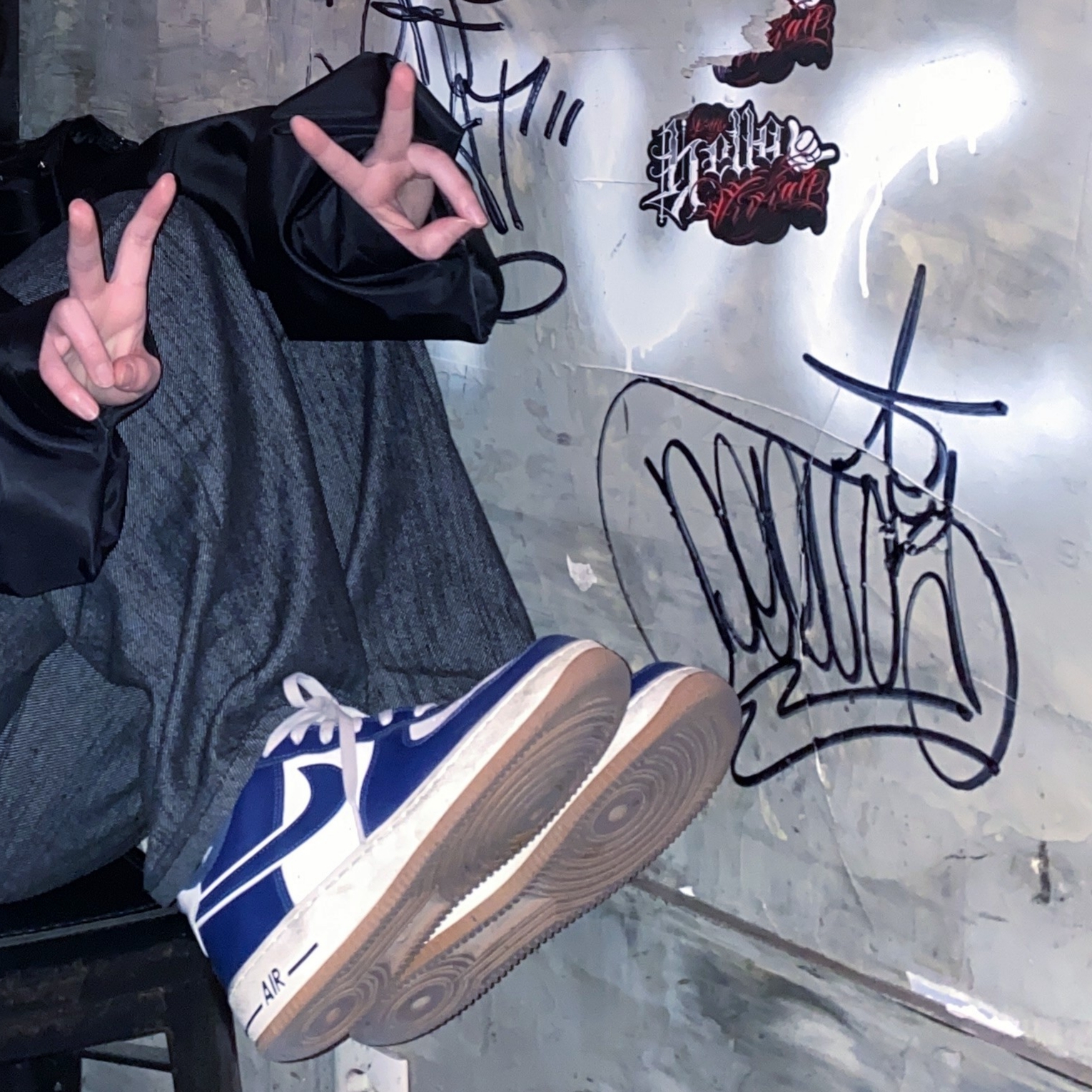 (GS) Nike Air Force 1 LV8 3 Midnight Navy 착용 스타일