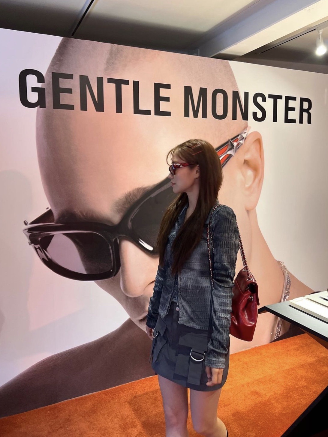 Gentle Monster Paso BL3 Blue, Gentle Monster Nine Part Piece RC5 Red 착용 스타일 - 3