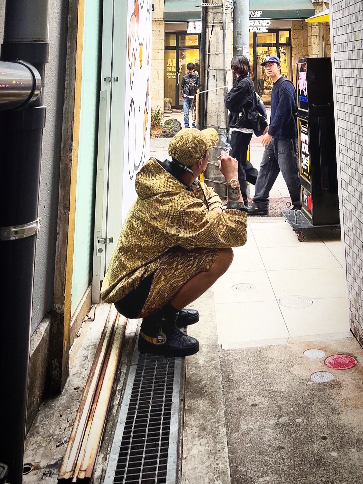 Supreme x Nike ACG Denim 6-Panel Gold Snakeskin - 22FW, Supreme x Nike ACG Denim Pullover Gold Snakeskin - 22FW 착용 스타일 - 4