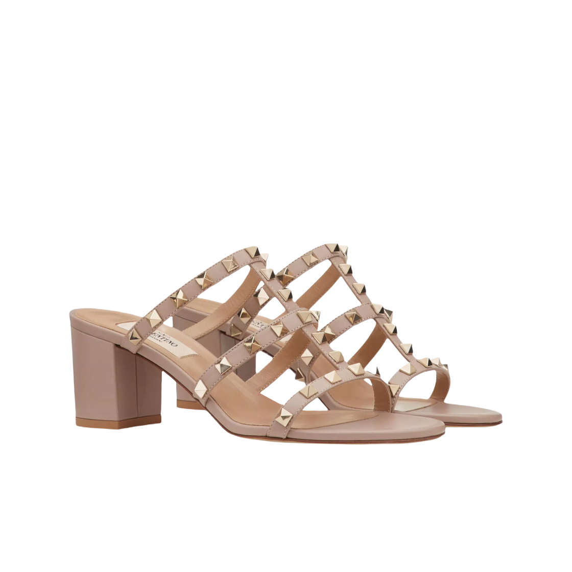 (W) 발렌티노 락스터드 슬라이드 샌들 60mm 뿌드르((W) Valentino Rockstud Slide Sandal 60mm Poudre) - 2