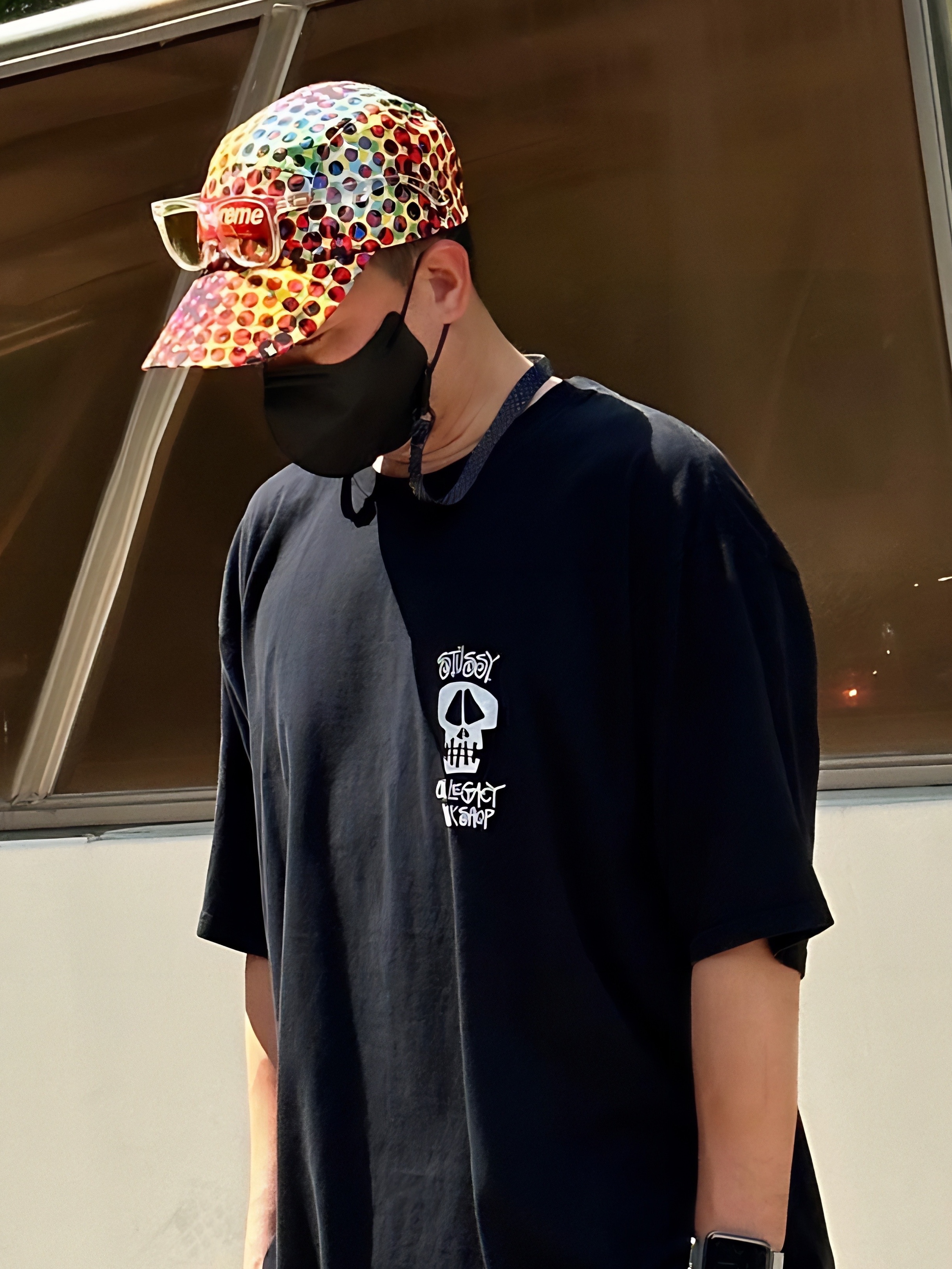 Supreme Gore-Tex Paclite Long Bill Camp Cap Multicolor - 23SS, Stussy x Our Legacy Work Shop Surf Skull Pigment Dyed T-Shirt Black 착용 스타일